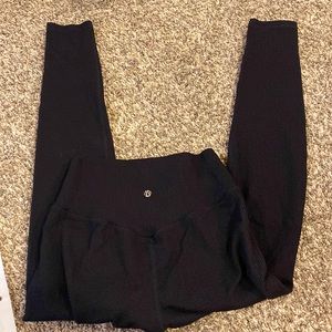 Black ribbed used leggings